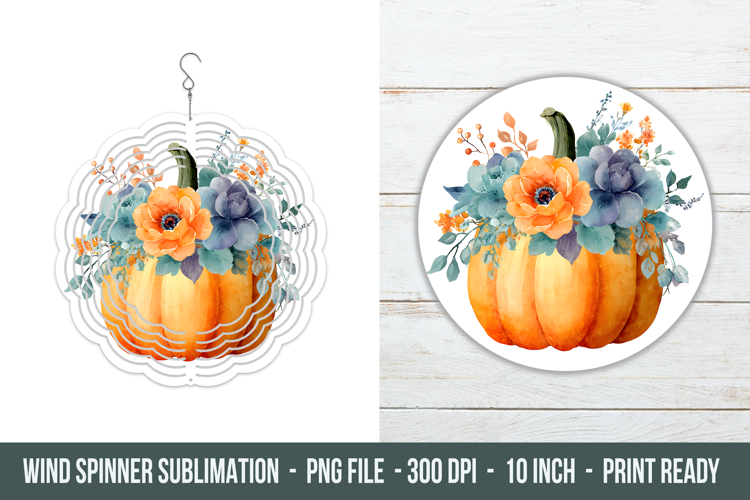 Watercolor Flower Pumpkin Wind Spinner | Wind Spinner Png