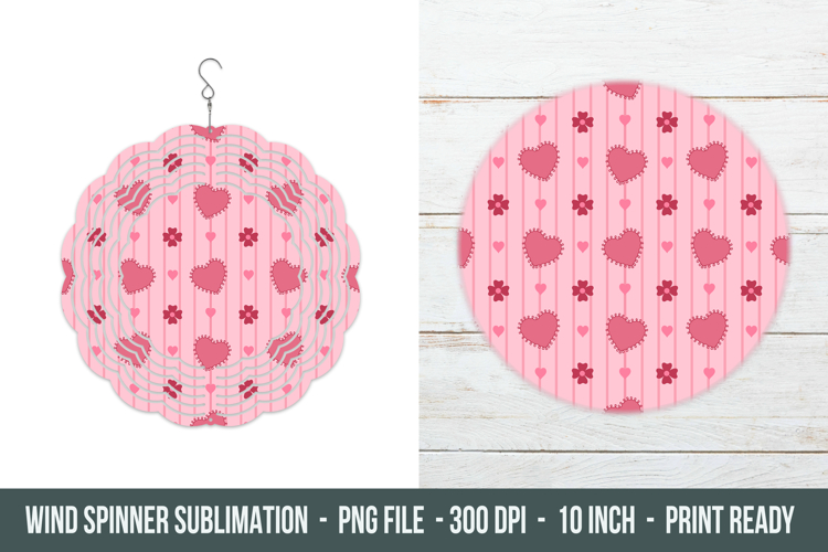 Pink Heart & Flower Wind Spinner | Wind Spinner sublimation