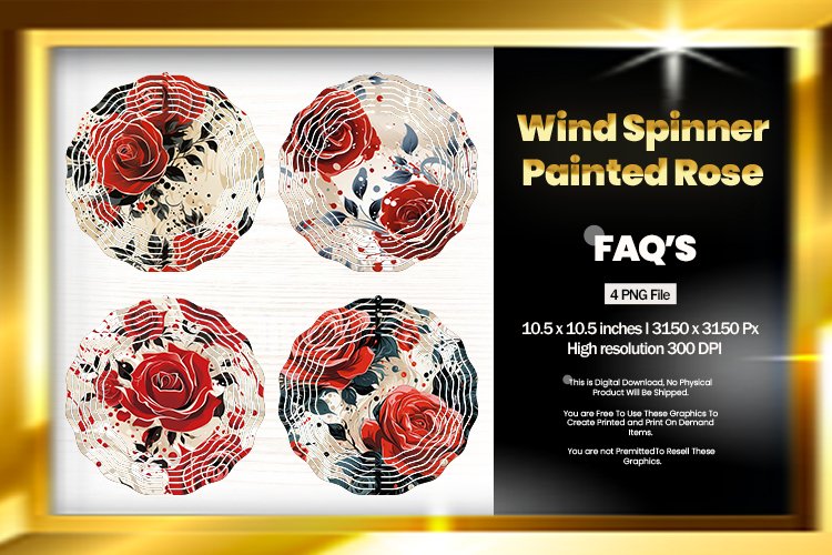 Painted Rose Wind Spinner Sublimation Design - 04 Variations