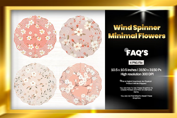 Flowers Wind Spinner Sublimation Design - 04 Variations