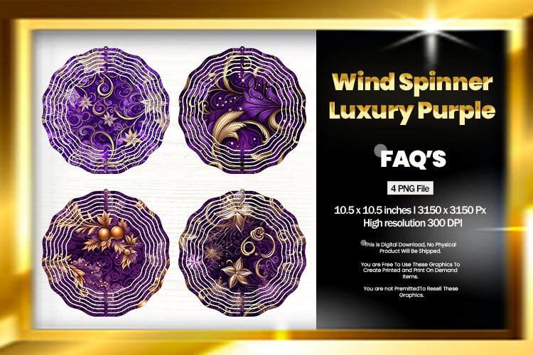 Luxury Purple Wind Spinner Sublimation Design - 04 Variation