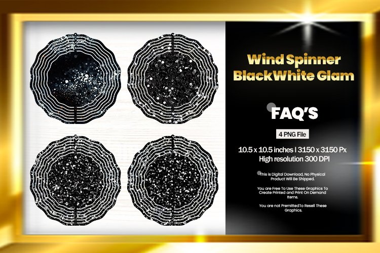 White Glam Wind Spinner Sublimation Design - 04 Variations