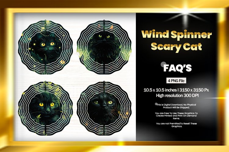 Scary Cat Wind Spinner Sublimation Design - 04 Variations