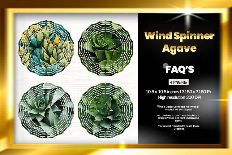 Agave Wind Spinner Sublimation Design - 04 Variations
