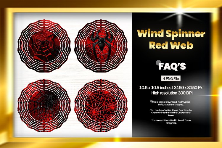 Red Web Wind Spinner Sublimation Design - 04 Variations