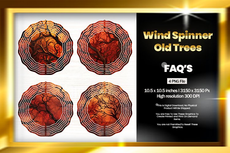 Old Trees Wind Spinner Sublimation Design - 04 Variations
