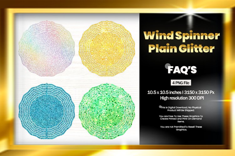 Plain Glitter Wind Spinner Sublimation Design - 04 Variation
