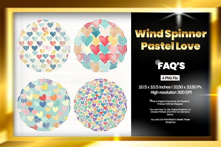 Pastel Love Wind Spinner Sublimation Design - 04 Variations