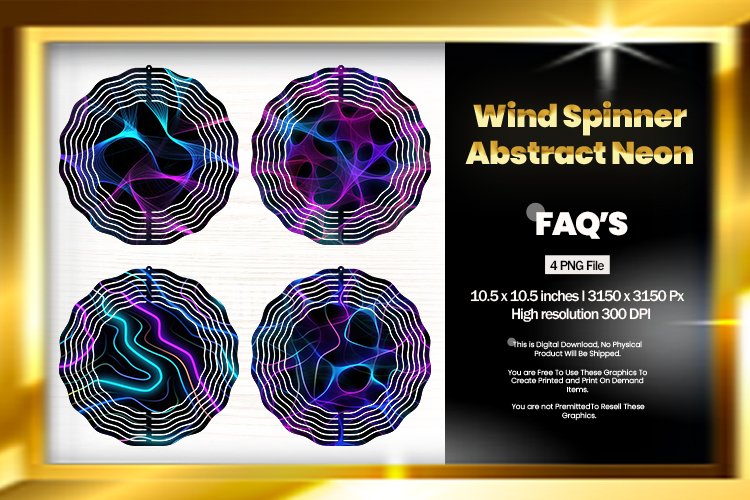 Neon Wind Spinner Sublimation Design - 04 Variations