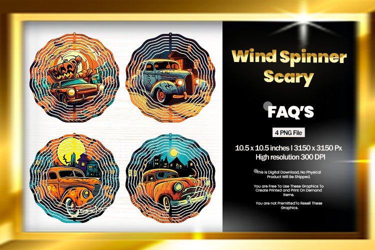 Scary Wind Spinner Sublimation Design - 04 Variations