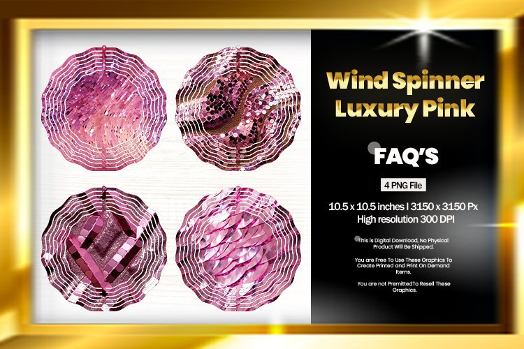 Luxury Pink Wind Spinner Sublimation Design - 04 Variations