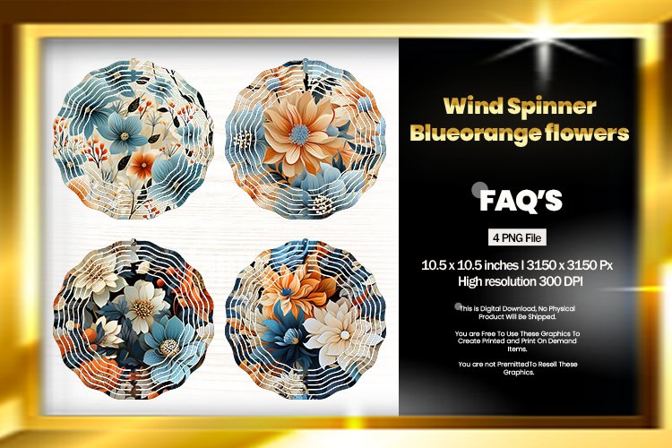 flowers Wind Spinner Sublimation Design - 04 Variations