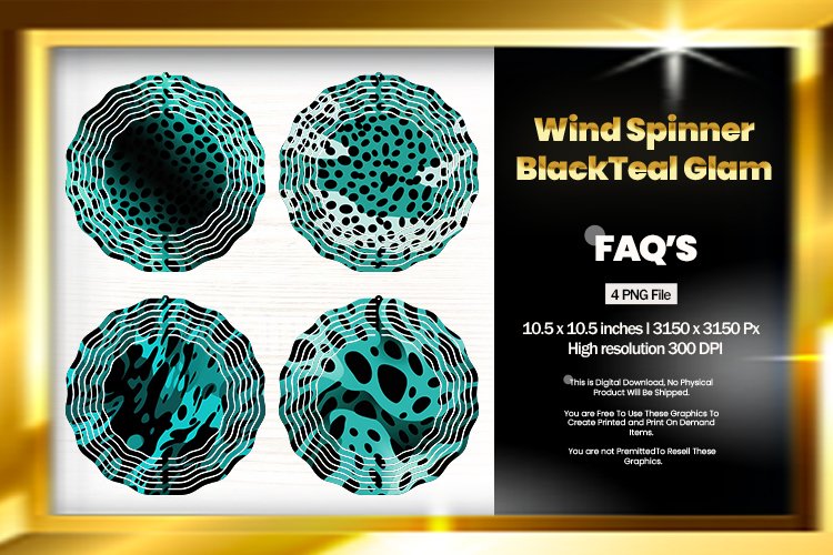 Teal Glam Wind Spinner Sublimation Design - 04 Variations