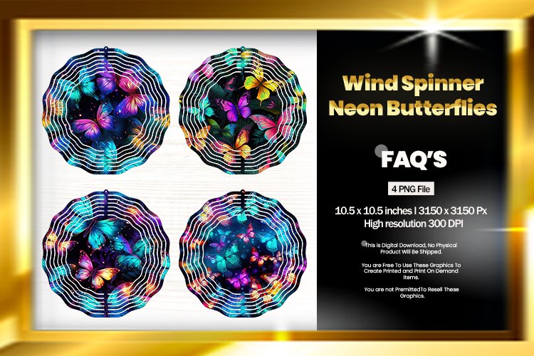 Butterflies Wind Spinner Sublimation Design - 04 Variations