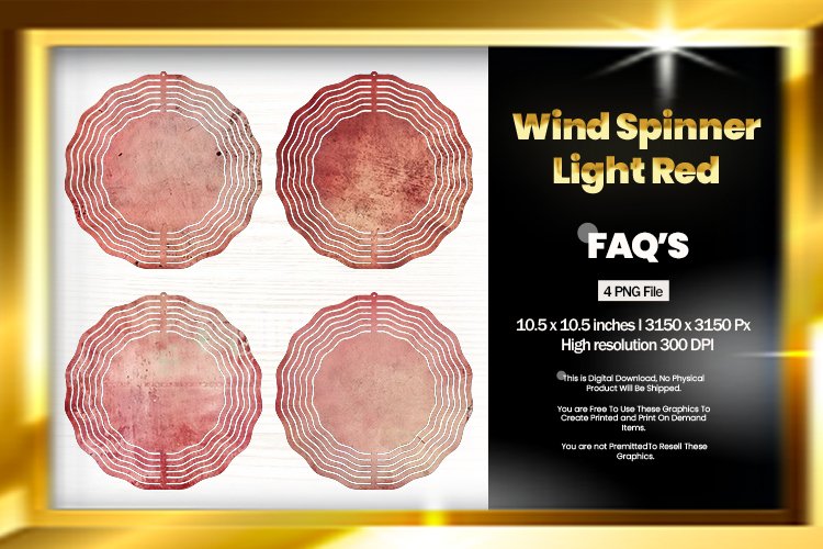 Light Red Wind Spinner Sublimation Design - 04 Variations