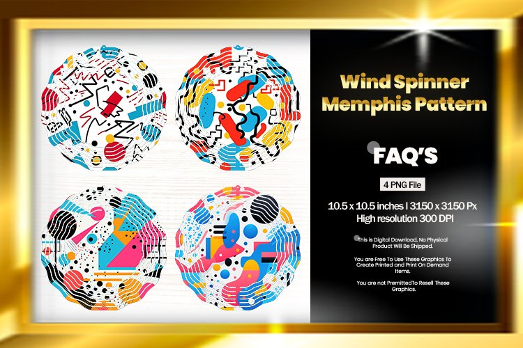 Memphis Wind Spinner Sublimation Design - 04 Variations
