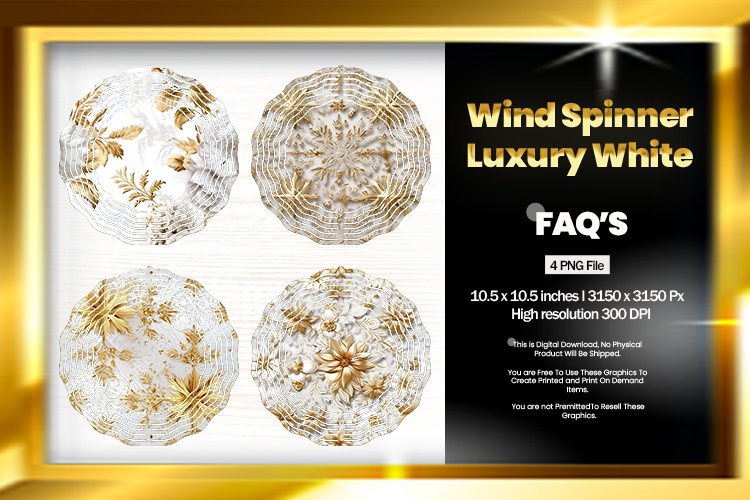 Luxury White Wind Spinner Sublimation Design - 04 Variations