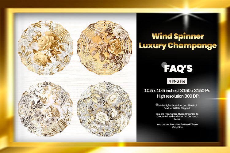 Champange Wind Spinner Sublimation Design - 04 Variations