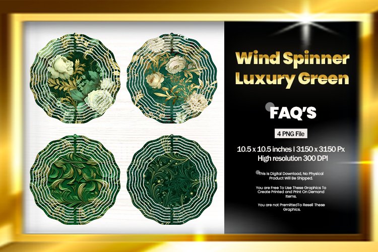 Luxury Green Wind Spinner Sublimation Design - 04 Variations