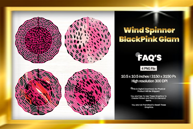 Pink Glam Wind Spinner Sublimation Design - 04 Variations