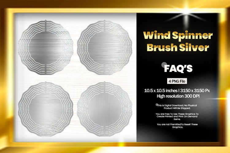 Brush Silver Wind Spinner Sublimation Design - 04 Variations