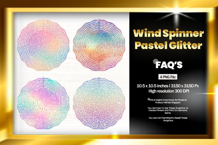 Pastel Glitter Wind Spinner Sublimation Design