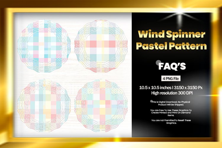 Pastel Pattern Wind Spinner Sublimation Design