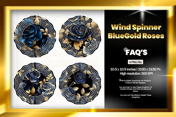 Blue Skulls Wind Spinner Sublimation Design - 04 Variations