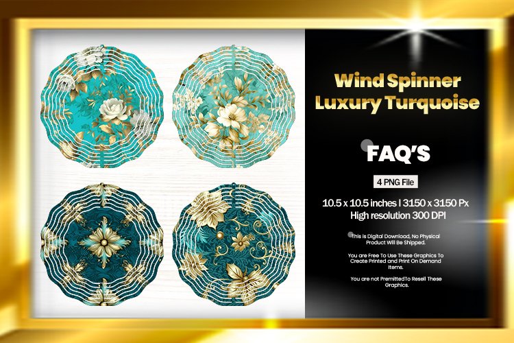 Turquoise Wind Spinner Sublimation Design - 04 Variations