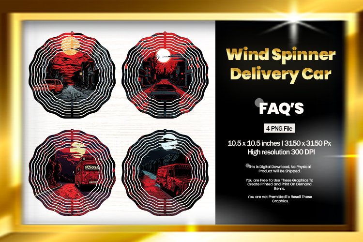 Delivery Car Wind Spinner Sublimation Design - 04 Variations