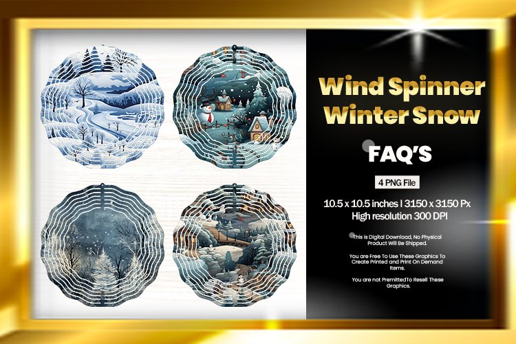 Winter Snow Wind Spinner Sublimation Design - 04 Variations