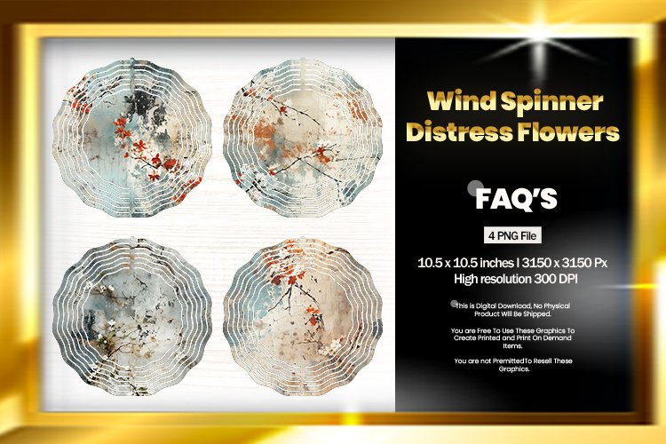 Flowers Wind Spinner Sublimation Design - 04 Variations