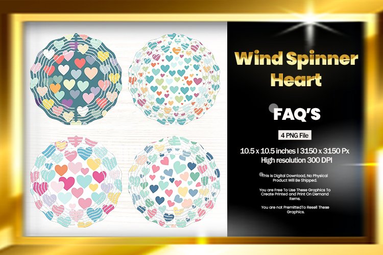 Heart Wind Spinner Sublimation Design - 04 Variations