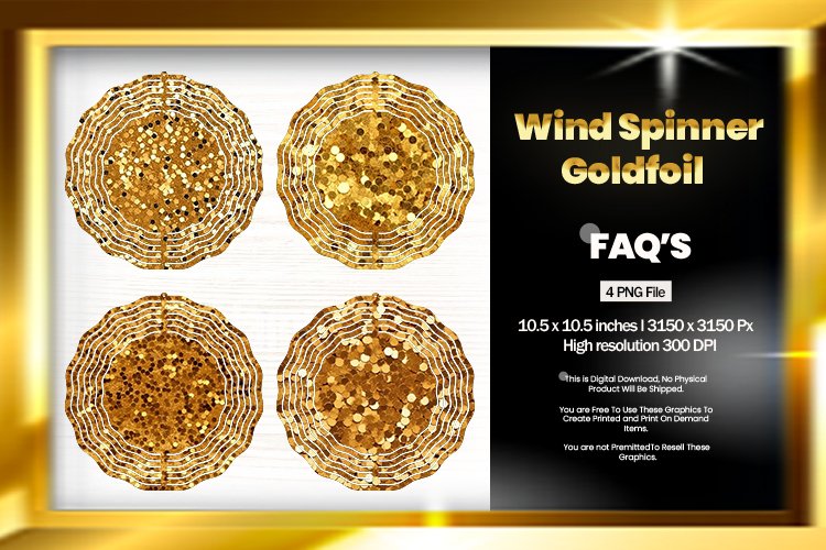 Goldfoil Wind Spinner Sublimation Design - 04 Variations