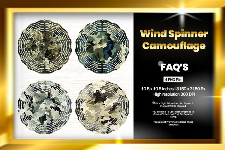 Camouflage Wind Spinner Sublimation Design - 04 Variations