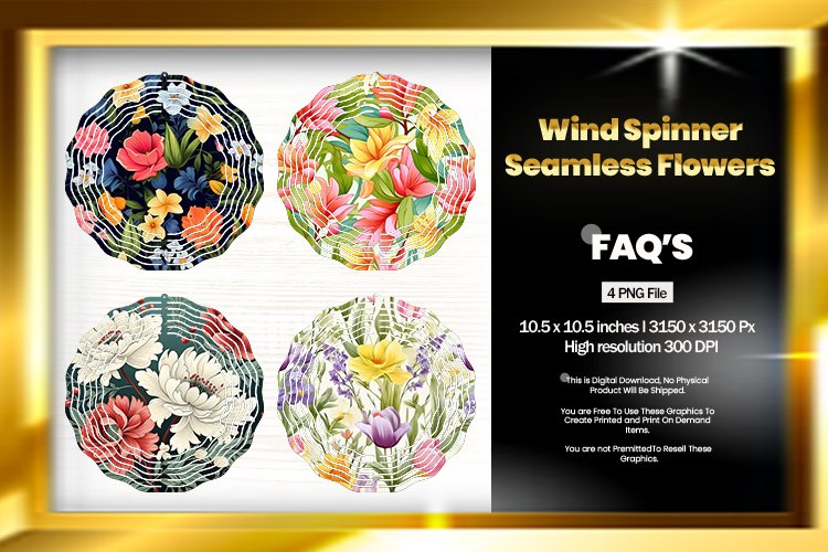 Seamless Flowers Wind Spinner Sublimation Design
