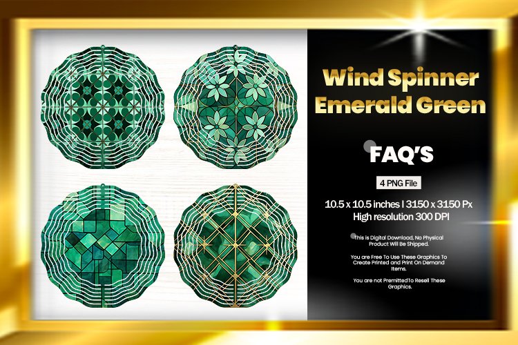 Emerald Green Wind Spinner Sublimation Design - 04 Variation