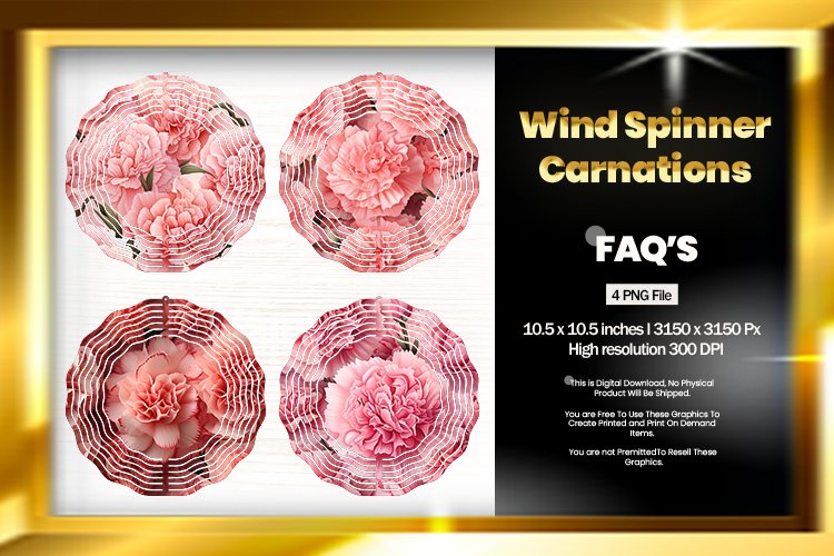 Carnations Wind Spinner Sublimation Design - 04 Variations