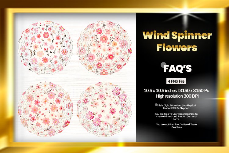 Flowers Wind Spinner Sublimation Design - 04 Variations