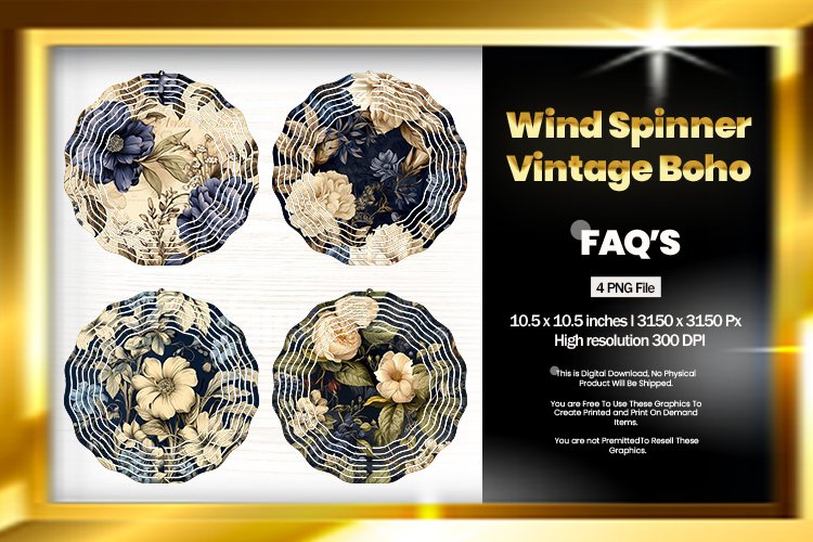 Vintage Boho Wind Spinner Sublimation Design