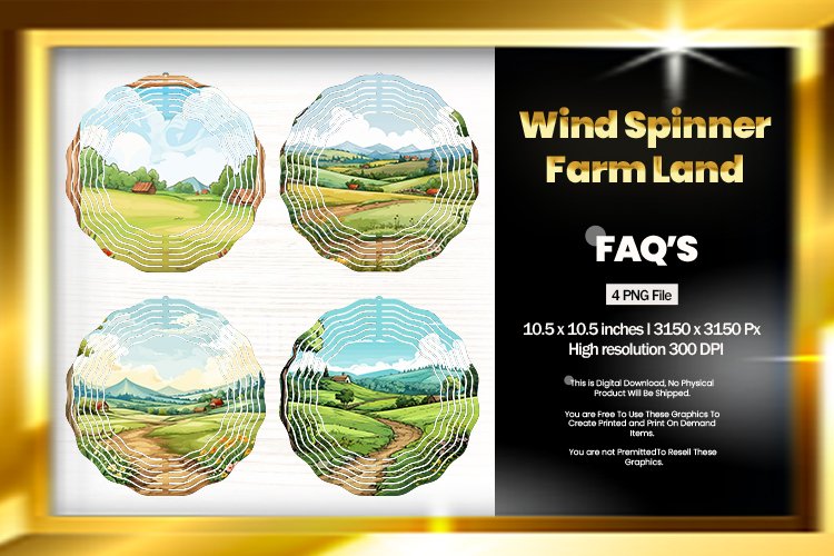 Farm Land Wind Spinner Sublimation Design - 04 Variations