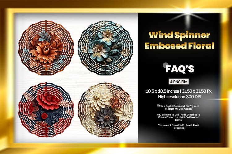 Floral Wind Spinner Sublimation Design - 04 Variations