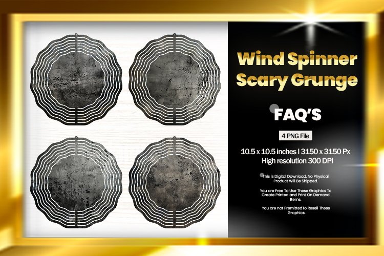 Scary Grunge Wind Spinner Sublimation Design - 04 Variations