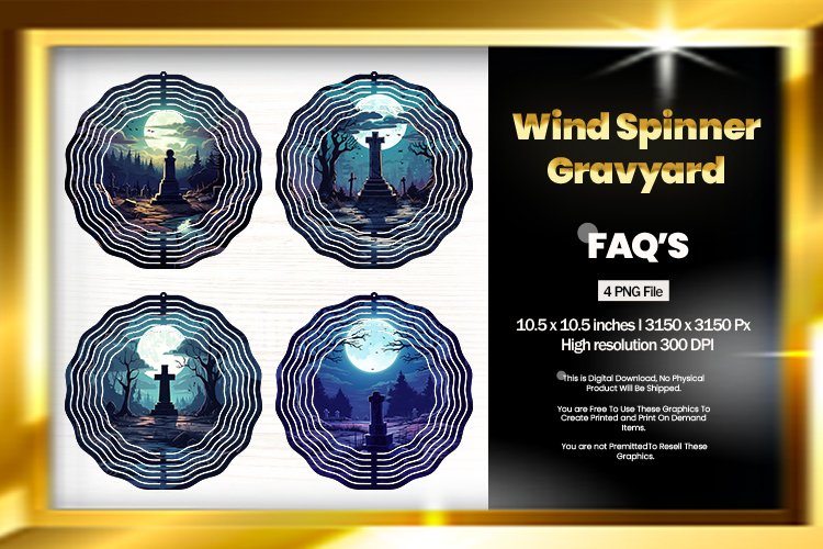 Gravyard Wind Spinner Sublimation Design - 04 Variations