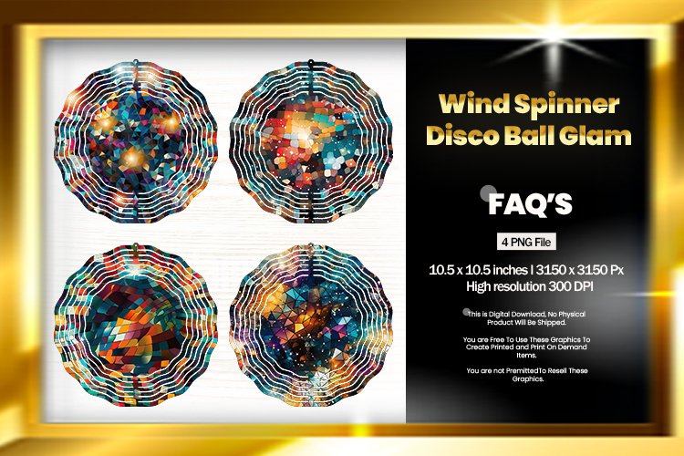 Ball Glam Wind Spinner Sublimation Design - 04 Variations