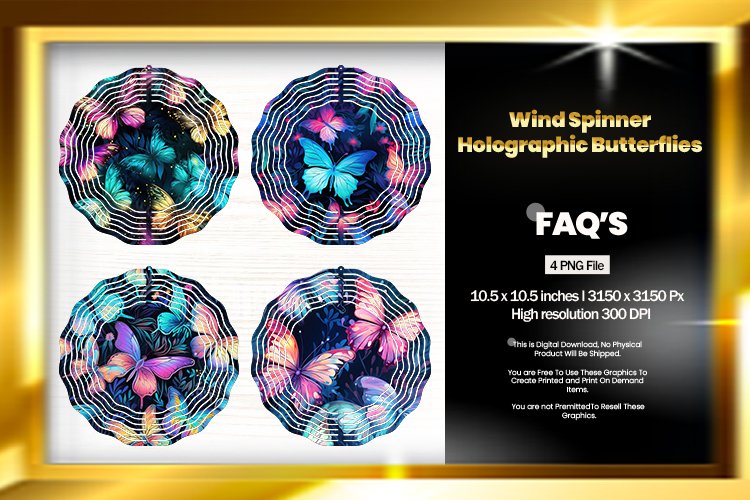 Butterflies Wind Spinner Sublimation Design - 04 Variations