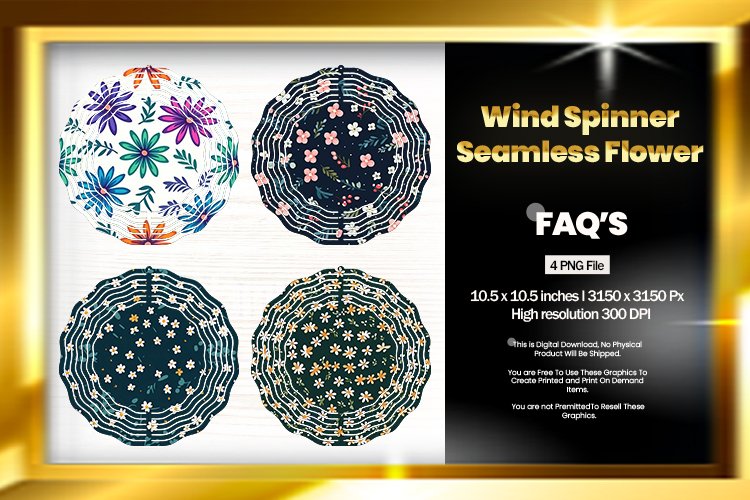 Seamless Flower Wind Spinner Sublimation Design