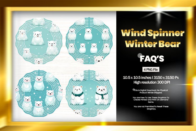 Winter Bear Wind Spinner Sublimation Design - 04 Variations