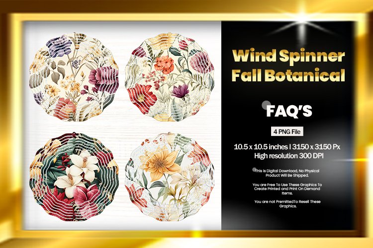 Botanical Wind Spinner Sublimation Design - 04 Variations