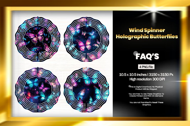 Butterflies Wind Spinner Sublimation Design - 04 Variations